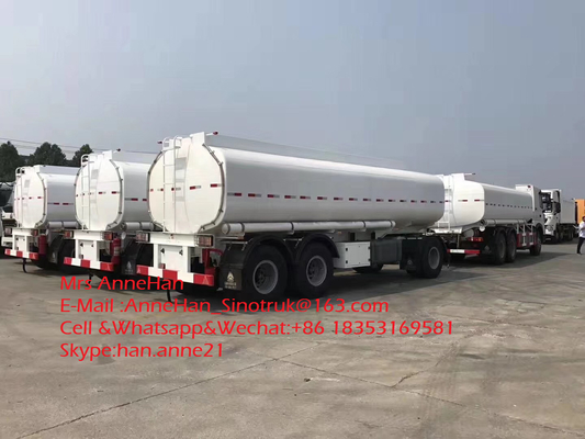 3 assen 12 van de de Aanhangwagens45000l Olie van de Wielen Witte Kleur Op zwaar werk berekende Semi de Tankaanhangwagen