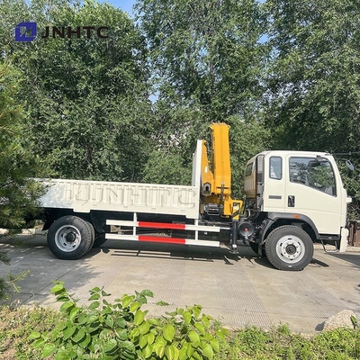 HOWO vracht vrachtwagen gemonteerde kraan vrachtwagen 290 pk 5 ton railboard platte plaat vrachtwagen