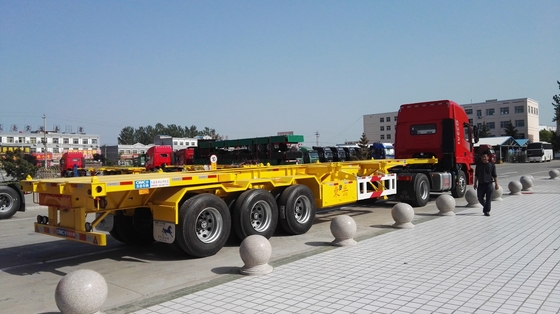 Ganshals 3 de Aanhangwagenmateriaal van het As Laag Bed, de Lage Gele Kleur van de Bed Semi Aanhangwagen