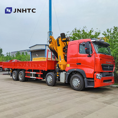 Howo T7H gloednieuw 8*4 12 wielen 40 ton 380 pk kraan gemonteerd max 16 ton arm vracht met kraan vrachtwagen