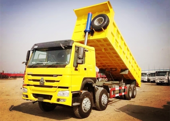 laadt de Op zwaar werk berekende de Stortplaatsvrachtwagen van 8×4 371HP 32 Ton 30CBM-de Witte Rode Gele Kleur van de Stortplaatsdoos