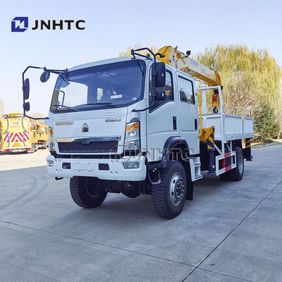 Howo Light Mini 4*4 6 Wheeler Double Row Cab Cargo Truck met telescopische boom kraan 8 ton gemonteerde kraan Cargo Truck