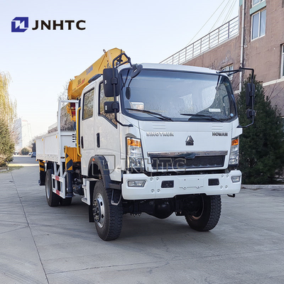 Howo Light Mini 4*4 6 Wheeler Double Row Cab Cargo Truck met telescopische boom kraan 8 ton gemonteerde kraan Cargo Truck