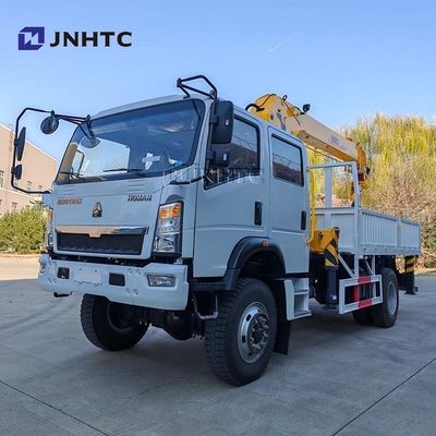 Howo Mini 4*4 6 Wheeler Double Row Cab Cargo Truck met telescopische boom kraan Truck
