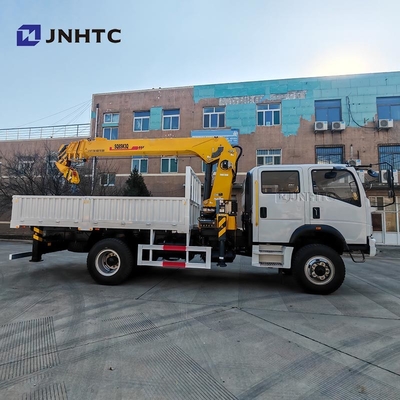 Howo Mini 4*4 6 Wheeler Double Row Cab Cargo Truck met telescopische boom kraan Truck