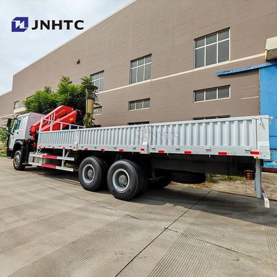 Howo Fence Cargo Truck 10Tons Folding Crane 6X6 10 Wheels 340hp For Sale