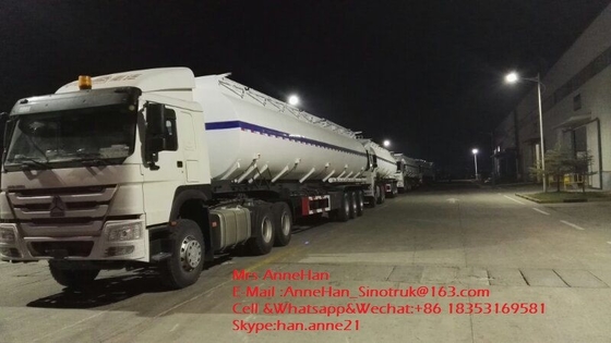 3 assen 12 van de de Aanhangwagens45000l Olie van de Wielen Witte Kleur Op zwaar werk berekende Semi de Tankaanhangwagen
