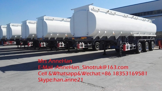 3 assen 12 van de de Aanhangwagens45000l Olie van de Wielen Witte Kleur Op zwaar werk berekende Semi de Tankaanhangwagen