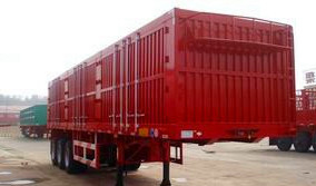 Rood 3 Assen Op zwaar werk berekende Semi Aanhangwagens Steel Box Van Trailer 40 Op zwaar werk berekende Semi Aanhangwagens van de Ton Maximum Nuttige lading