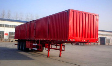 Rood 3 Assen Op zwaar werk berekende Semi Aanhangwagens Steel Box Van Trailer 40 Op zwaar werk berekende Semi Aanhangwagens van de Ton Maximum Nuttige lading