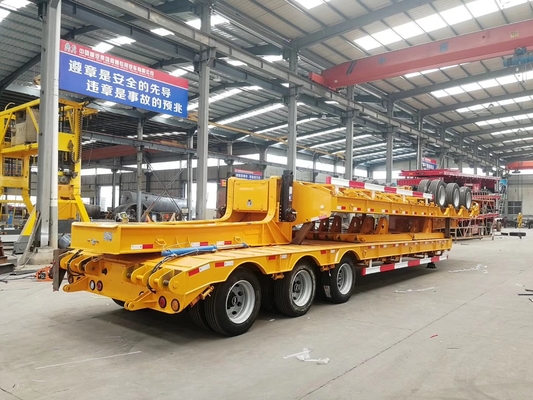 100T de lage Aanhangwagen van Lowboy van Bed Op zwaar werk berekende Semi Aanhangwagens/3 As in Mechanische Opschorting