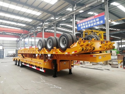 100T de lage Aanhangwagen van Lowboy van Bed Op zwaar werk berekende Semi Aanhangwagens/3 As in Mechanische Opschorting