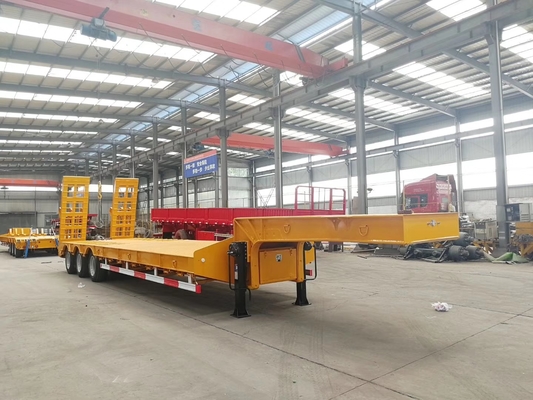 100T de lage Aanhangwagen van Lowboy van Bed Op zwaar werk berekende Semi Aanhangwagens/3 As in Mechanische Opschorting
