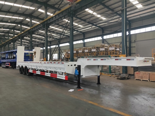 Q235 Op zwaar werk berekende Semi Aanhangwagens van het Staal100t de Lage Bed in Mechanische Opschorting
