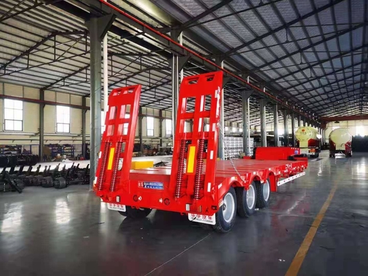 JNHTC 80 Ton Semi Low Deck Gooseneck-Aanhangwagen 3 Axle For Transport Vehicles