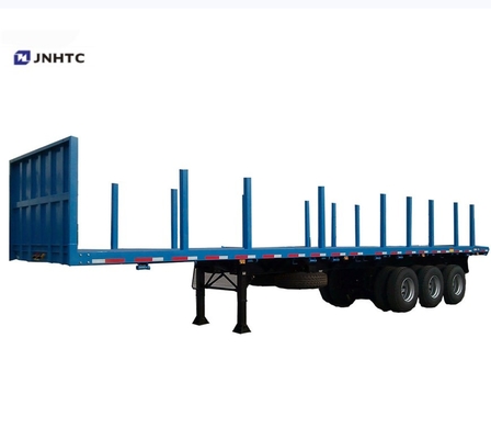SINOTRUK 3 Vlakke het Bedaanhangwagen van Axle Flatbed Trailer Log Wood met Rechte Kolom