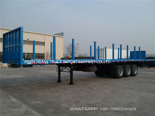 SINOTRUK 3 Vlakke het Bedaanhangwagen van Axle Flatbed Trailer Log Wood met Rechte Kolom