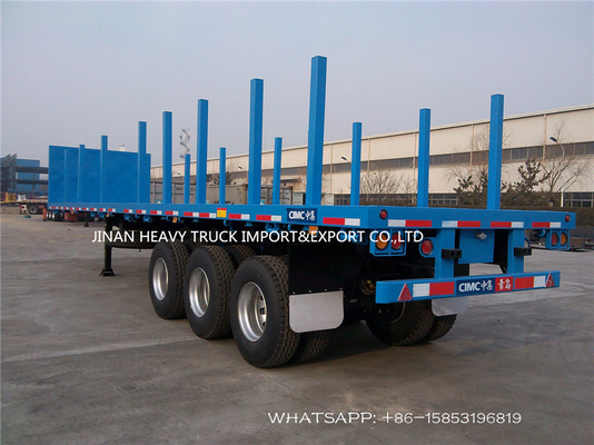 SINOTRUK 3 Vlakke het Bedaanhangwagen van Axle Flatbed Trailer Log Wood met Rechte Kolom